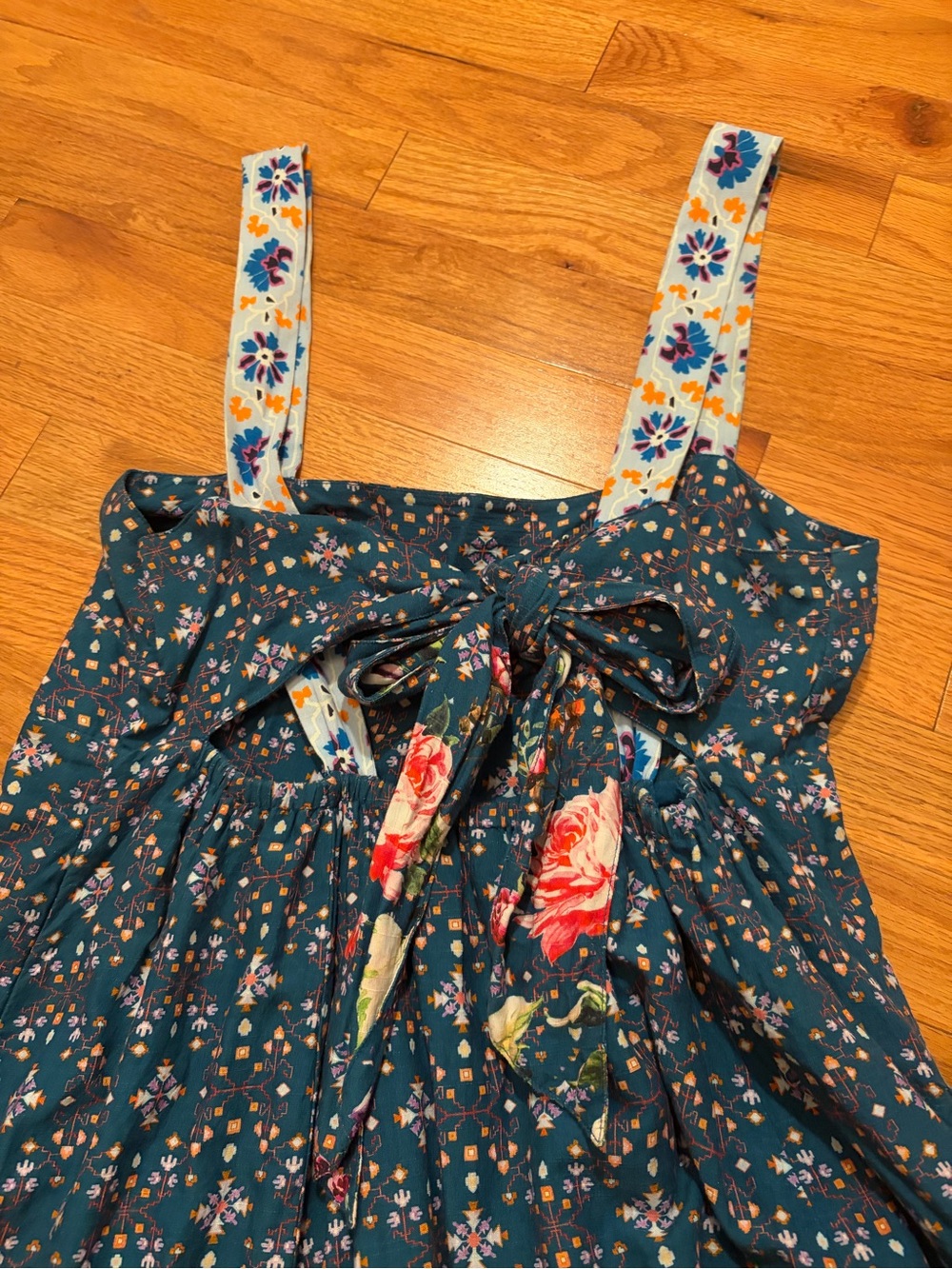 Floral Tiered Maxi Dress in Teal and Orange - Picture 15 of 15